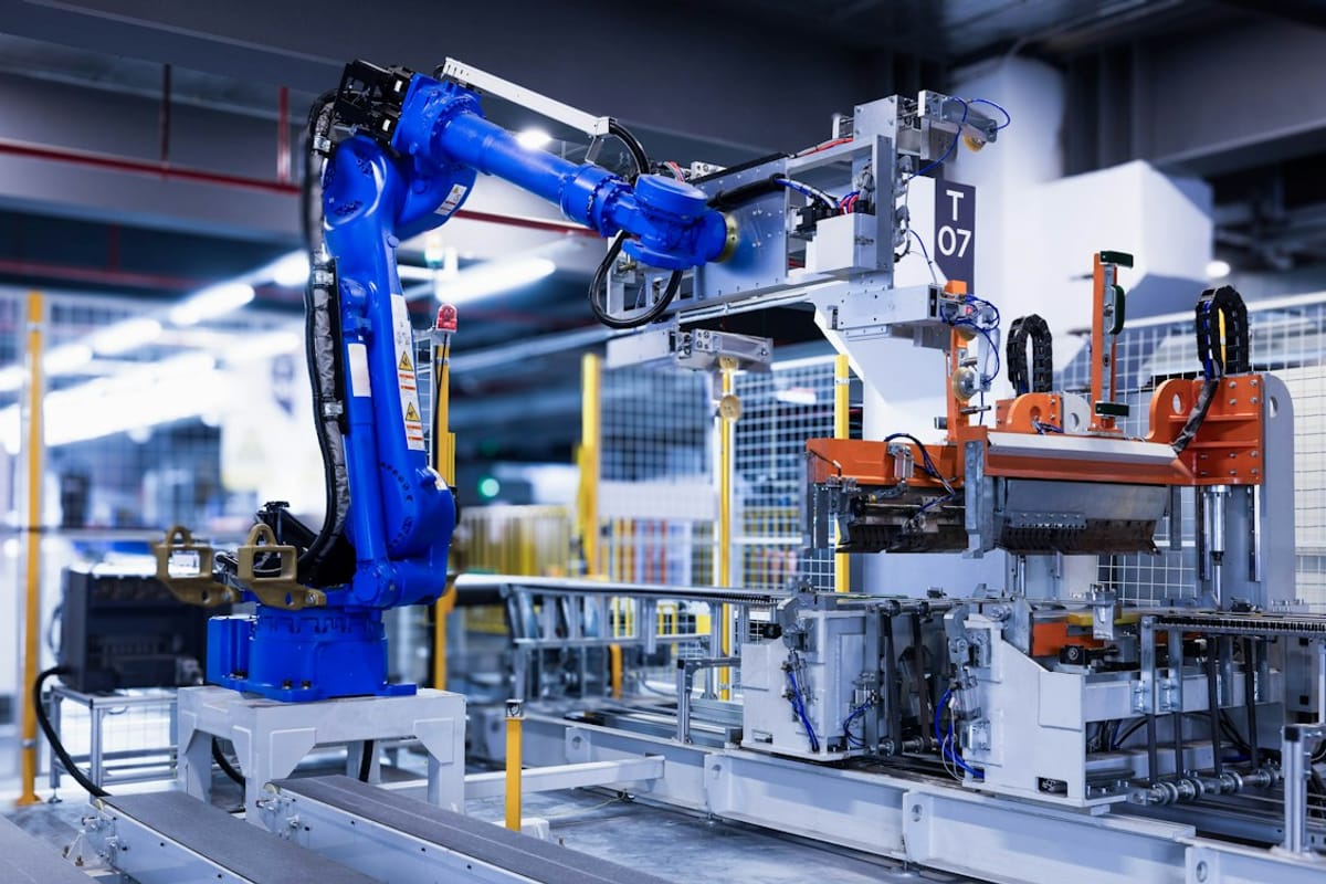 Industrial robot arm on the production line